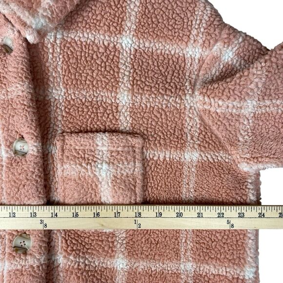 Koolaburra by UGG Women's M Brushed Back Sherpa Shacket Jacket Pink Plaid Cozy - Picture 8 of 9